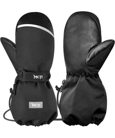 MCTi Ski Gloves Children Kids Gloves Waterproof Mittens Gloves 1-16 Years Boys Girls Winter Gloves Black XS