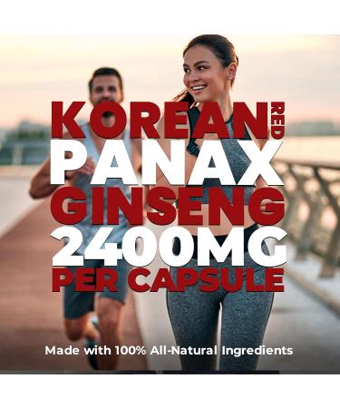2400mg HIGH POTENCY Pure Korean Red Panax Ginseng capsules Powerful Energy Ginseng Supplement for Men & Women Cognitive and Immune Support. Non-GMO Vegan Gluten Free. 60 Easy to Swallow 4:1 Extract Capsules. 60 count (Pack of 1) - Buy Online on GoSupps.com