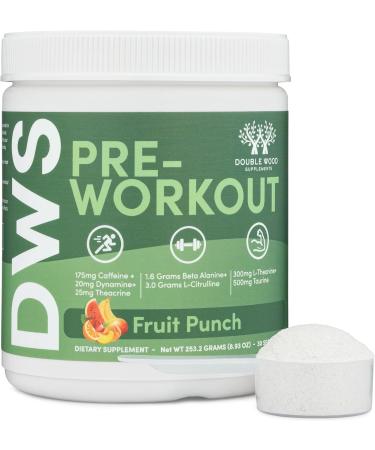 Pre Workout Powder for Men & Women (30 Servings of Caffeine Beta Alanine L-Citrulline Dynamine L-Theanine Taurine Theacrine & More) Preworkout Powder with Scoop by Double Wood (Fruit Punch) - Buy Online on GoSupps.com