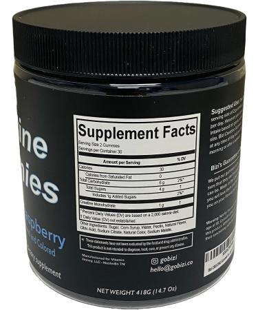 Bizi CREATINE Gummies 1000mg - Blue Raspberry Flavor - Pre-Workout Supplement for Men & Women - Vegan & Gluten Free - 60 ct - Buy Online on GoSupps.com