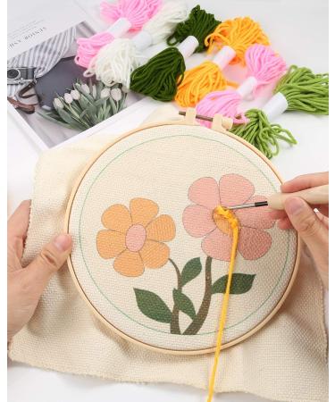 Pllieay 2 Set Punch Needle Embroidery Starter Kits - Instructions, Fabric, Pattern, Yarns, Hoops for Rug-Punch & Pinch Needle Flowers - Buy Online on GoSupps.com