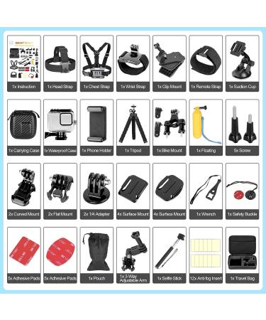 EMART 61-in-1 GoPro Hero 8 Black Accessories Kit with Waterproof Case & Carrying Bag - Mount Bundle for GoPro 9/10/11 Action Camera - Buy Online on GoSupps.com