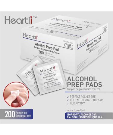 Heartli Alcohol Prep Pads 2-Ply Isopropyl Alcohol 70% Swabs Sterile Thick Cotton Gauze Wipes Individually Wrapped Antiseptic Latex Free Disinfectant Medium 6x3cm - (200 Pads) - Buy Online on GoSupps.com