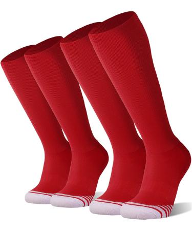 FITRELL Over-the-Calf Knee High Baseball Soccer Softball Socks (2 Pack) - Red - Medium - Buy Online on GoSupps.com