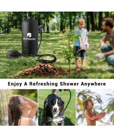 Dr. Prepare 4 Gallon Camping Shower Bag with Upgraded Screw Lid, Pressure Foot Pump, and Handy Nozzle - Portable Solar Shower for Beach, Camping, Hiking Trip - Buy Online on GoSupps.com
