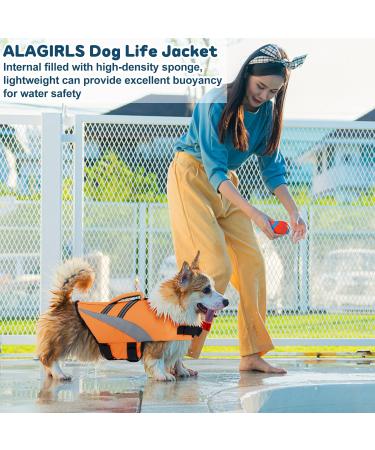 Alagirls XL Orange Dog Rescue Vest - Ripstop Lifeguard Safety Vest for Dogs (Chest 62-84cm) - Buy Online on GoSupps.com