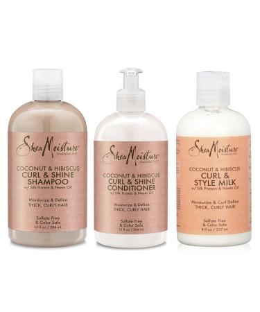 Coconut & Hibiscus Curl TRIO Bevat Curl & Shine Shampoo Conditioner en Style Milk en Shea Moisture