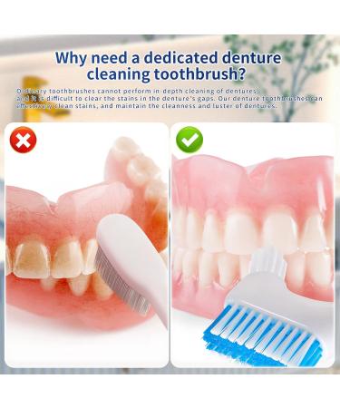 Annhua 2 Denture Brush - Double Sided Soft Bristles for Denture Cleaning and Retainers - Invisible Braces - Buy Online on GoSupps.com