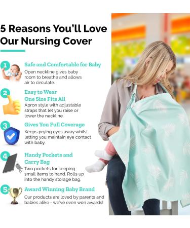 Breastfeeding Cover with Pockets - Soft and Breathable Nursing Coverall (Leaves) - Buy Online on GoSupps.com