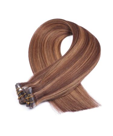 Tape In Hair Extensions #6/12 - 40cm 100% Remy Real Hair 30 Bricks (4cm Wide) with Adhesive Tape by Novon Hair Extensions - International Shipping Available - Buy Online on GoSupps.com