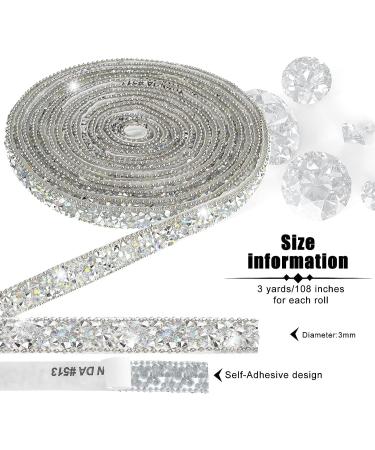 3 Yards Resin Rhinestone Ribbon Self Adhesive Diamond Roll - Silver AB Color 0.4 Inch - DIY Art Crafts - Buy Online on GoSupps.com