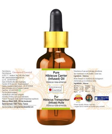 Greenwood Essential Pure Hibiscus Carrier (Infused) Oil (Hibiscus rosa-sinensis) with Glass Dropper Premium Therapeutic Grade for Hair, Skin & Aromatherapy (Pack of Two) 100ml X 2 (6.76 oz) - Buy Online on GoSupps.com