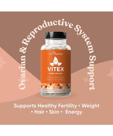 Eu Natural Vitex 400mg - Pure Chasteberry for PMS Support & Hormone Balance - 60 Capsules - Buy Online on GoSupps.com