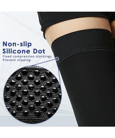 Beister 15-20 mmHg Thigh High Compression Stockings for Women & Men - Open Toe Varicose Veins & Edema Support Silicone Band - Black 4X-Large - Buy Online on GoSupps.com