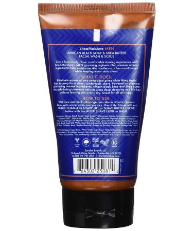SheaMoisture Men Facial Wash & Scrub | African Black Soap & Shea Butter 4 fl oz - Buy Online on GoSupps.com