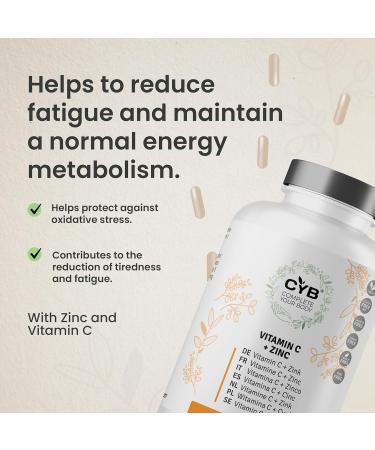 CYB Vitamin C 900mg with Zinc | 180 Vegan Tablets for Daily Immune Support | Gluten & Lactose Free - Buy Online on GoSupps.com