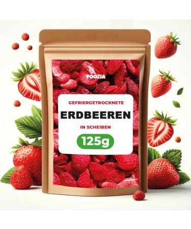 Freeze-dried strawberries 125g slices, natural dried strawberries without additives 100% pure - freeze-dried fruit snack - freeze dried strawberries Foozia