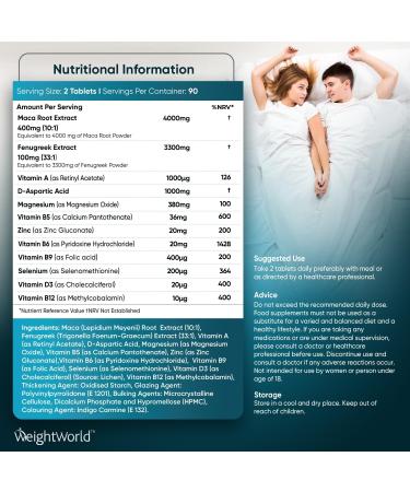 Testosterone Supplements for Men - 180 Vegan Tablets - 3 Months Supply - Energy, Performance & Muscle Growth - With Maca, Fenugreek, Zinc, Magnesium, Vitamin D & D-Aspartic - Buy Online on GoSupps.com