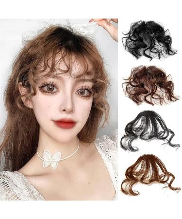 Bangs Hair Clip Thin Curly Bangs Natural Fluffy Curly Hair Pieces Fashion Clip-in Air Bangs Synthetic Bangs Hairpieces Hair Extension for Women Girls Bangs Clip in Hair (Color : Deep brown) - Buy Online on GoSupps.com