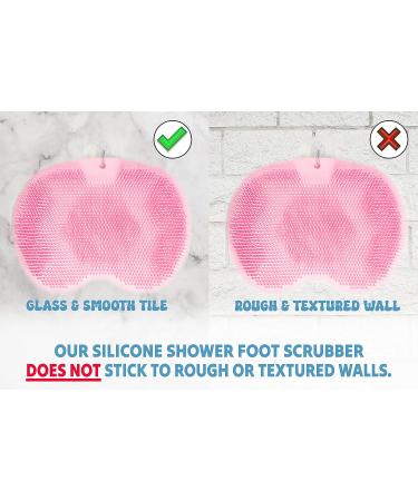 Wall-Mounted Silicone Shower Back Scrubber with Suction Cups - Pink | Body & Foot Scrubber with Hook for Men and Women - Buy Online on GoSupps.com