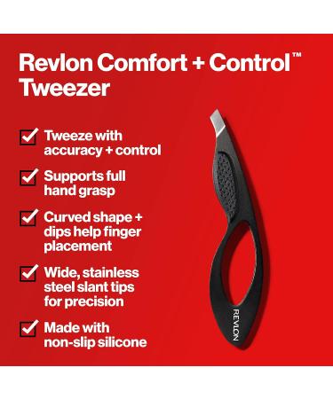Revlon Comfort and Control Tweezer - Easy-to-Use Eyebrow Tool | Wide Grip | 1 count - Buy Online on GoSupps.com