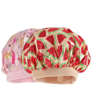 Beaupretty Kids Satin Bonnet 2 Pack Silk Wide Band Night Caps Sleep Cap Headwear Night Sleep Caps for Baby Toddler