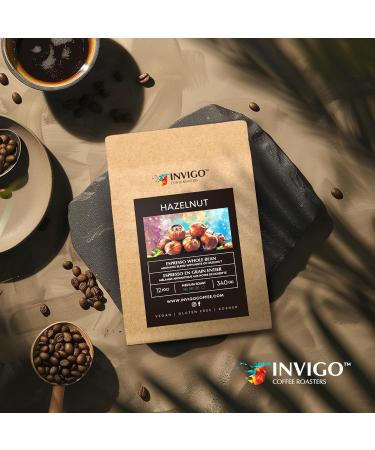 Invigo Espresso Coffee Beans 340g - Aroma-Rich Whole Coffee Bean Small Batch Local Premium Roasting Vegan & Gluten-Free Birthday or Christmas Gift Ideas for Coffee Lovers Whole Bean Hazelnut - Buy Online on GoSupps.com