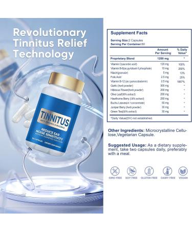 veryherbs Tinnitus Relief for Ringing Ears 120 Capsules with Vitamin C & B Complex Supports Ear Health - Buy Online on GoSupps.com