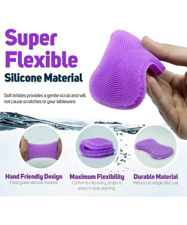 Silicone Sponge Dish Washing Scrubber - Food-Grade Non Stick Cleaning Brush - Smart Kitchen Gadgets (Red/Blue/Yellow) - Buy Online on GoSupps.com