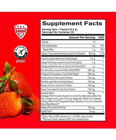 BARE PERFORMANCE NUTRITION Strong Reds Go Packs - Strawberry Superfood Powder Drink Mix (20 Servings) - Buy Online on GoSupps.com
