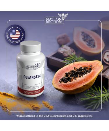 Cleanse24 Intestinal Cleanse - Herbal Gut Cleanse with Wormwood Papaya & Black Walnut 60 Capsules for Men & Women - Effective Digestive Health Solution - Buy Online on GoSupps.com