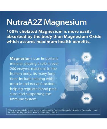 NutraA2Z High Absorption 240mg Chelated Magnesium - 180 Capsules | Best Quality Supplement - Buy Online on GoSupps.com