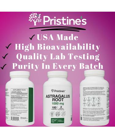 PRISTINE S Astragalus Root 1000mg - Immune Support & Healthy Aging Supplement - 90 Day Supply - Buy Online on GoSupps.com