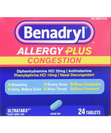 Benadryl Allergy Plus Congestion 24 Tablets (Pack of 2)
