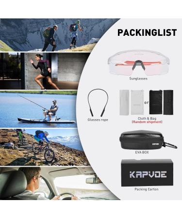 Buy KAPVOE Polarized Self-Tinting Cycling Glasses - Interchangeable Photochromatic Lenses for MTB Sports - Buy Online on GoSupps.com