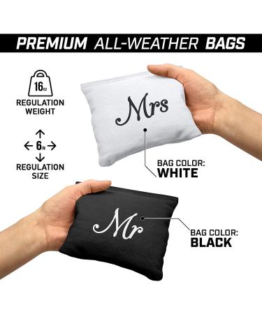 GoSports Wedding Theme Cornhole Bag Set - Mr & Mrs Black and White Bags (Set of 8) - Buy Online on GoSupps.com