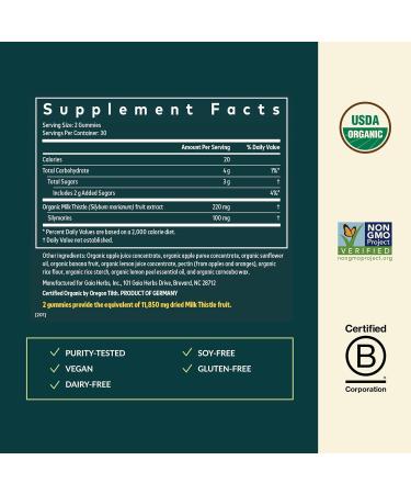 Gaia Herbs Milk Thistle Gummies - Herbal Supplement with Antioxidant Properties for Liver Health & Liver Detox - Lemon Flavored - 60 Vegan Gummies - Buy Online on GoSupps.com
