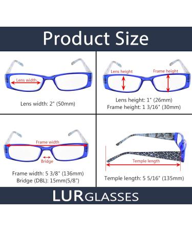 Oversized Reading Glasses for Men & Women - 5 Pack Large Square Cheaters 2.0x with Spring Hinges - Mix Colors - Buy Online on GoSupps.com