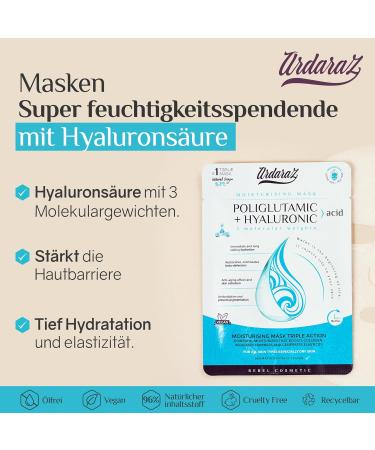Ardaraz Moisturizing Face Masks - Hydrating Tuch Masks with Hyaluronic Acid & Polyglutamic Acid | 5-Pack for Deep Moisture Care - Buy Online on GoSupps.com