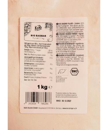 KoRo - Organic baobab powder 1kg - Rich in vitamin C and calcium - Rich in fiber - Excellent in smoothies yogurts and pastries - Suitable for a vegan diet. - Buy Online on GoSupps.com