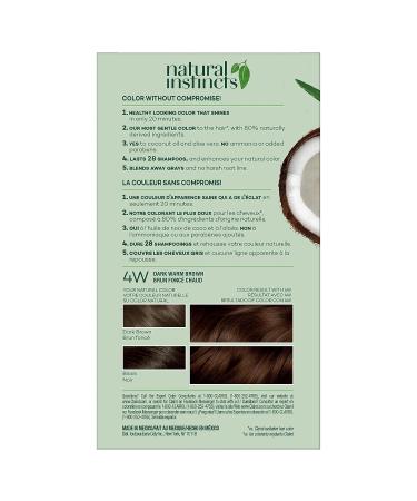 Clairol Natural Instincts Demi-Permanent Hair Dye 4W Dark Warm Brown - 5.85 Fl Oz - Buy Online on GoSupps.com