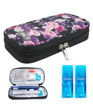 Youshares insulin cooling bag with 2 cooling packs - diabetics bag for medication etui you keep the stocks safe and cold diabetes accessories PEN cool box for on the go (purple pink) purple pink rose