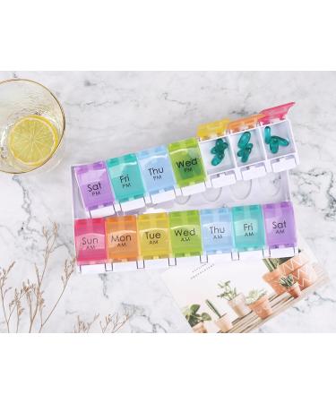 Weekly Pill Organizer 7 Day - Large AM PM Storage for Easy Daily Medication | Rainbow Design Pill Case - Buy Online on GoSupps.com