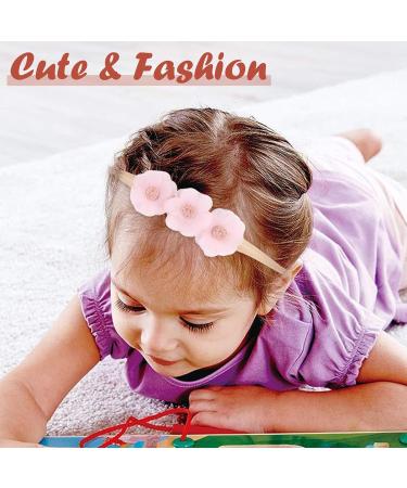 WUISOLQP 6 Pcs Baby Girls Flower Headbands - Soft Stretchy Elastic Hairbands for Newborns, Infants, Toddlers - Perfect Christmas Birthday Photography Accessories (Pink) - Buy Online on GoSupps.com