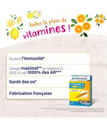 JUVAMINE - Immunity - Vitamin D 2000 IU 50ug - Immune Defenses - Box of 20 Ampoules (Pack of 1) - Buy Online on GoSupps.com