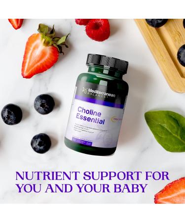 Mediterranean Balance Choline Prenatal Supplement for Brain and Cognitive Support - 550mg Choline - 30 Day Supply - Kosher Vegetarian - Pregnant and Nursing Women - 60 Count - Buy Online on GoSupps.com