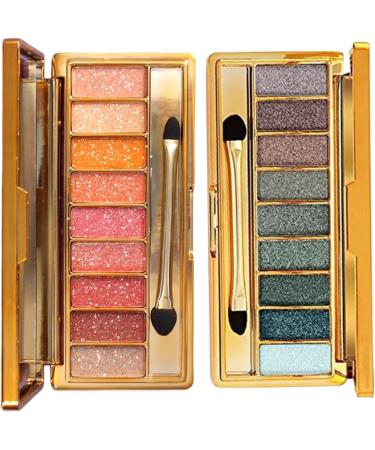 Peosaard Shimmer Eyeshadow Glitter Eyeshadow Palette 9 Colors Professional Shiny Eyeshadow Waterproof Sweatproof Long Lasting Sparkling Eyeshadow for Birthday Glitter Eyeshadow Style2 - Buy Online on GoSupps.com