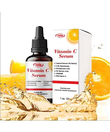 Vitamin C Face Serum With Hyaluronic Acid - Anti Aging Serum - Reduce Dark Spots Fine Lines & Wrinkles - Retinol Niacinamide & Salicylic Acid Brightening Skin Serum for Glowing Skin