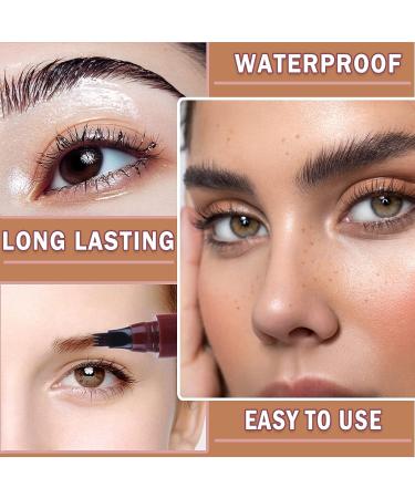 2PCS Waterproof Eyebrow Microblading Pen with 4 Micro-Fork Tips - Dark Brown - Buy Online on GoSupps.com