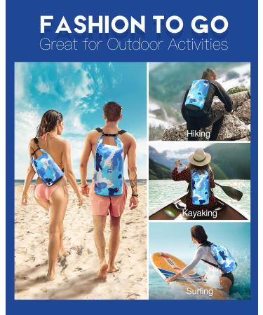 Luxtude 5L Waterproof Dry Bag Backpack with Phone Case - Camouflage Blue, for Kayaking, Swimming, Boating, Surfing, Hiking - Floating Dry Sack for Beach Activities - Buy Online on GoSupps.com